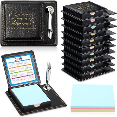 Tenceur 10 Pcs Thank You Gifts Sticky Note Holders,Appreciation Gifts Bulk for Employee Coworker Inspirational Sticky Notes Pen Holder with PU Leather Box(Motivational Employee) in Saudi Arabia