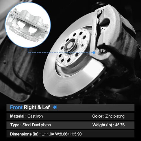 Front Brake Caliper Set with Bracket – Compatible with 2009–2010 Dodge Ram 2500/3500, 2011–2018 Ram 2500/3500 – Left & Right Side – Replaces 18-B5172, 18-B5173 – 2-PC Set in Saudi Arabia