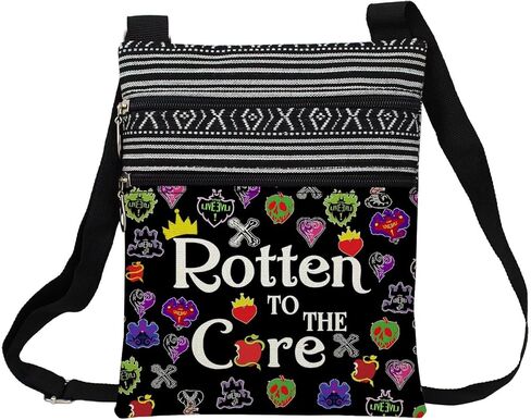 Black Descendants Messenger Bag Small Ethnic Pattern Adjustable Strap Crossbody Zipper Pouch Rotten To The Core Phone Organizer Cute Rotten Apple Shoulder Handbag Descendants Fans Gift in Saudi Arabia