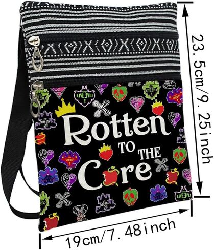 Black Descendants Messenger Bag Small Ethnic Pattern Adjustable Strap Crossbody Zipper Pouch Rotten To The Core Phone Organizer Cute Rotten Apple Shoulder Handbag Descendants Fans Gift in Saudi Arabia