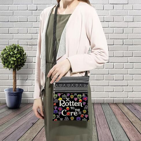 Black Descendants Messenger Bag Small Ethnic Pattern Adjustable Strap Crossbody Zipper Pouch Rotten To The Core Phone Organizer Cute Rotten Apple Shoulder Handbag Descendants Fans Gift in Saudi Arabia