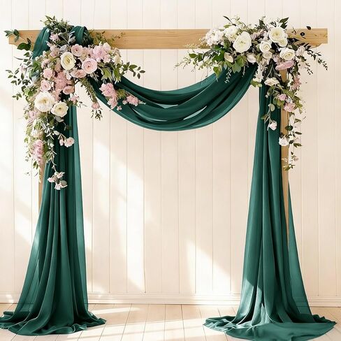 2 Panels Sage Green Wedding Glitter Arch Draping Fabric Easter 29" × 6.5 Yards Sheer Backdrop Curtains Drapery for Spring Wedding Ceremony Birthday Party Indoor Ceiling Decor in Saudi Arabia