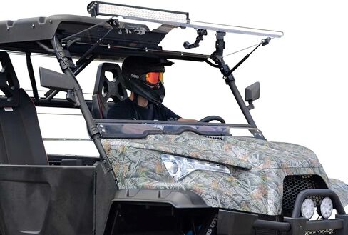 SuperATV Scratch Resistant Flip Up Windshield for Odes Dominator, Can be Closed, Vented, or Fully Open, Made of 1/4" Polycarbonate 250x Stronger than Glass, Hard Coated, USA Made in Saudi Arabia
