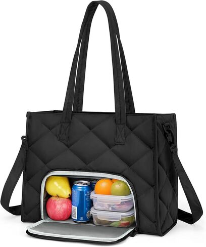 حقيبة غداء ZOMFELT للنساء، حقيبة غداء منتفخة للكمبيوتر المحمول، حقيبة عمل كبيرة مبطنة مع حجرة غداء معزولة in Kuwait