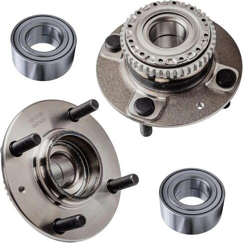 Detroit Axle - 4pc Front Rear Wheel Bearing Hubs Kit for 2001-2006 Hyundai Elantra, 2005-2009 Kia Spectra, 2005-2009 Kia Spectra5, 2 Rear Wheel Bearing Hubs 2 Front Wheel Bearings Replacement in Saudi Arabia
