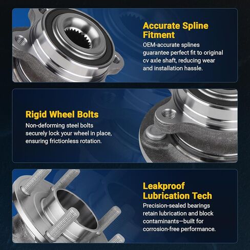 مجموعة محور تحمل العجلات الخلفية من AUTOCLUB لسيارة Volkswagen Passat 2006 2007 2008 2009 2010 2011 2012 2013 2014 2015 2016 2017 2018 2019، لسيارة VW Jetta Golf Tiguan، Audi TT Q3 استبدال [محمل 32 مم] in Kuwait