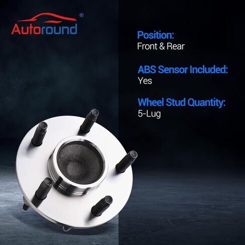 Autoround Front & Rear Wheel Bearing and Hub Assembly Compatible with Chevrolet Malibu 2004-2012 Cobalt 2009-2010 HHR 2008-2010, Pontiac G6 2005-2010, Saturn Aura 2007-2009, 5-Lug w/ABS, Set of 4 in Saudi Arabia