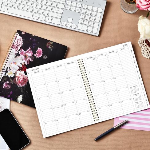 2026 Planner - 8" x 10", Weekly and Monthly Planner, JAN. - DEC. 2026, 2026 Calendar/Planner Spiral Bound with Sturdy Cover, Plastic Coated Monthly Tabs, Thick Paper in Kuwait