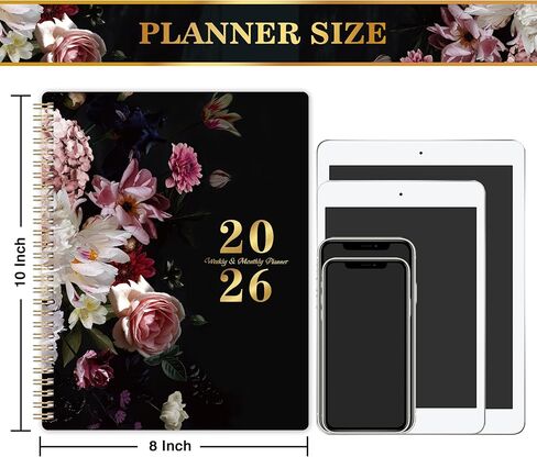 2026 Planner - 8" x 10", Weekly and Monthly Planner, JAN. - DEC. 2026, 2026 Calendar/Planner Spiral Bound with Sturdy Cover, Plastic Coated Monthly Tabs, Thick Paper in Kuwait