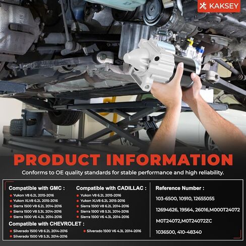 محرك بدء التشغيل متوافق مع Chevy Silverado 1500 2014-2016، متوافق مع GMC Sierra 1500 Yukon Savana، متوافق مع Cadillac Escalade 2015-2020، V6 V8 4.3 5.3L 6.2L استبدال 10910N 12655055 in Kuwait