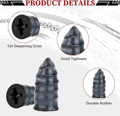 مجموعة براغي إصلاح الإطارات 50 قطعة من JAMIEWIN، سدادات إطارات ذاتية الغلق من نوع المسمار مجموعة أظافر مطاطية، براغي في سدادات الإطارات شديدة التحمل للسيارة، الجرار، الدراجة النارية، الشاحنة، إصلاح ثقب إطارات سيارات الدفع الرباعي in Kuwait