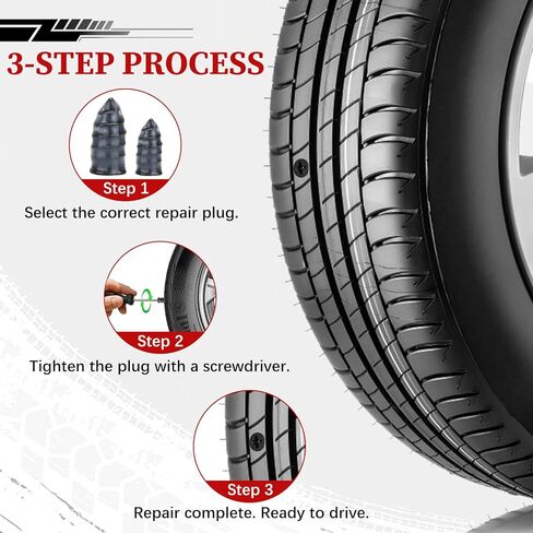 مجموعة براغي إصلاح الإطارات 50 قطعة من JAMIEWIN، سدادات إطارات ذاتية الغلق من نوع المسمار مجموعة أظافر مطاطية، براغي في سدادات الإطارات شديدة التحمل للسيارة، الجرار، الدراجة النارية، الشاحنة، إصلاح ثقب إطارات سيارات الدفع الرباعي in Kuwait