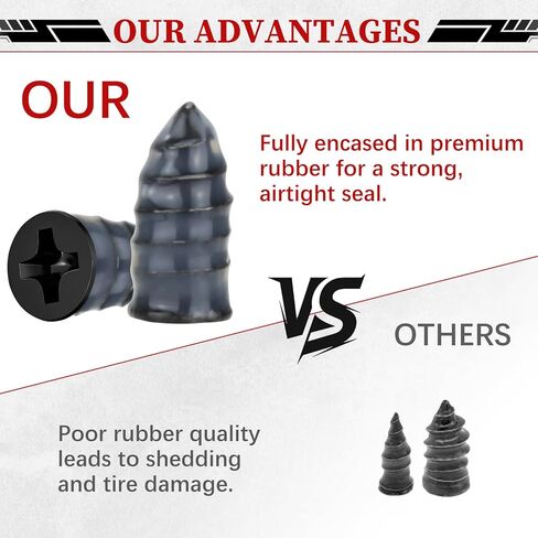 مجموعة براغي إصلاح الإطارات 50 قطعة من JAMIEWIN، سدادات إطارات ذاتية الغلق من نوع المسمار مجموعة أظافر مطاطية، براغي في سدادات الإطارات شديدة التحمل للسيارة، الجرار، الدراجة النارية، الشاحنة، إصلاح ثقب إطارات سيارات الدفع الرباعي in Kuwait