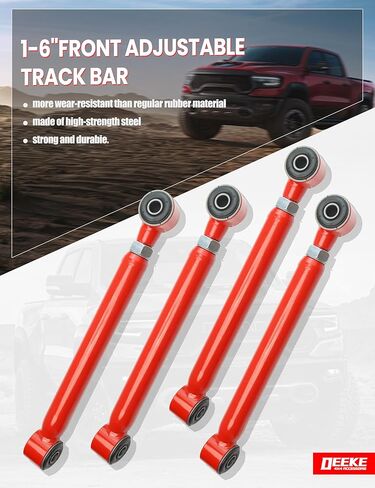 أذرع تحكم أمامية علوية وسفلية قابلة للتعديل مقاس 1-6 بوصة باللون الأحمر لـ 1994-2001 دودج رام 1500 4WD و1994-2009 دودج رام 2500/3500 4WD (الجيل الثاني إلى الثالث) in Kuwait