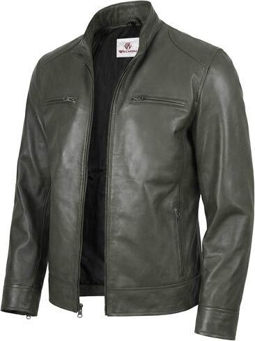Real Lambskin Leather Jacket Men Motorcycle – Cafe Racer Style Mens Leather Jackets Casual Fashion in Kuwait
