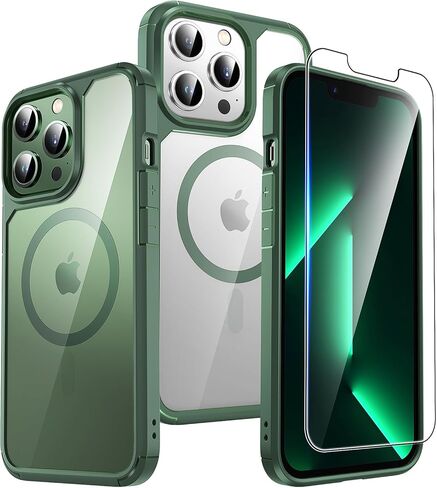 TAURI 3-in-1 Magnetic Designed for iPhone 14 Case for iPhone 13 Case, [Designed for Magsafe] with 2 Screen Protector, Shockproof Phone Case for iPhone 13/14, Pink in Kuwait