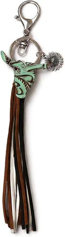 choice of all Western Keychain for Women Turquoise Keychain Cross Leather Tassel Bag Charm Purse Accessory Gift for Her in Saudi Arabia