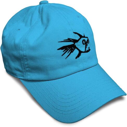 Custom Soft Baseball Cap Scary Piranha Embroidery Ocean and Twill Cotton Dad Hats for Men Women in Saudi Arabia
