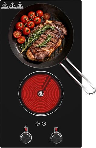 Electric Cooktop 24 Inch,Electric Stove 2 Burners 110V Built-in and Countertop Plug in 2400w,LED Touch Screen,9 Heating 9 Temperature,Overheat Protection,Kids Lock & Timer,Suitable for all Pans in Saudi Arabia