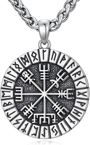 Viking Necklace for Men 925 Sterling Silver Norse Vegvisir Compass Pendant Viking Jewelry for Men in Saudi Arabia