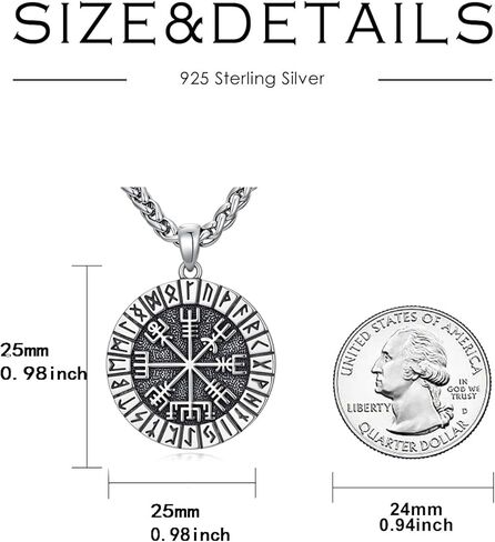 Viking Necklace for Men 925 Sterling Silver Norse Vegvisir Compass Pendant Viking Jewelry for Men in Saudi Arabia