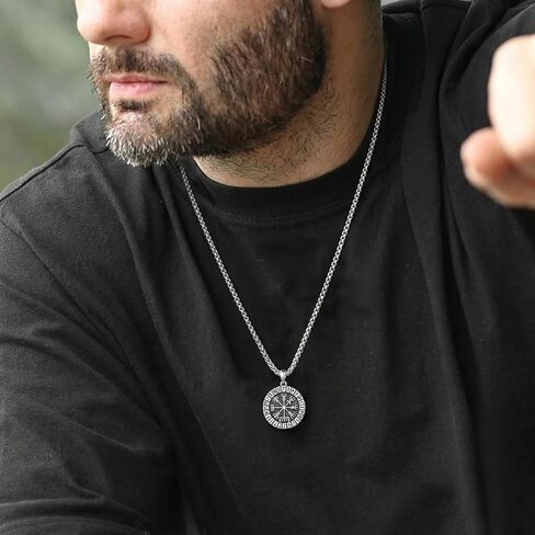 Viking Necklace for Men 925 Sterling Silver Norse Vegvisir Compass Pendant Viking Jewelry for Men in Saudi Arabia