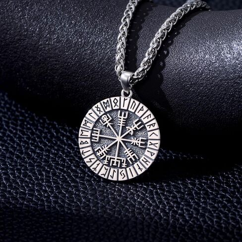 Viking Necklace for Men 925 Sterling Silver Norse Vegvisir Compass Pendant Viking Jewelry for Men in Saudi Arabia