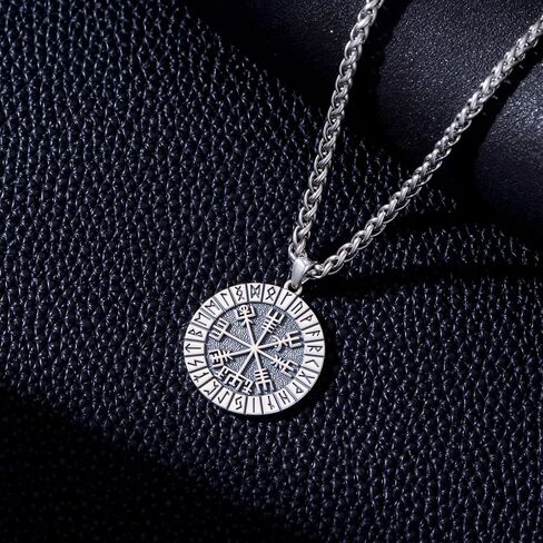 Viking Necklace for Men 925 Sterling Silver Norse Vegvisir Compass Pendant Viking Jewelry for Men in Saudi Arabia