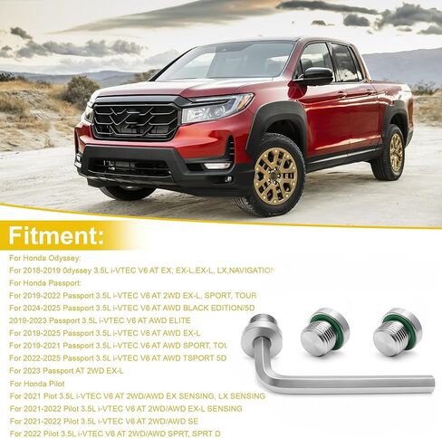 مجموعة من 3 قطع من سدادات لولبية تعبئة الزيت ATF متوافقة مع Honda Odyssey، Passport، Pilot، Ridgeline 2016-2025 Acura MDX TLX 06237-5J4-010 ناقل حركة أوتوماتيكي بـ 9 سرعات in Saudi Arabia