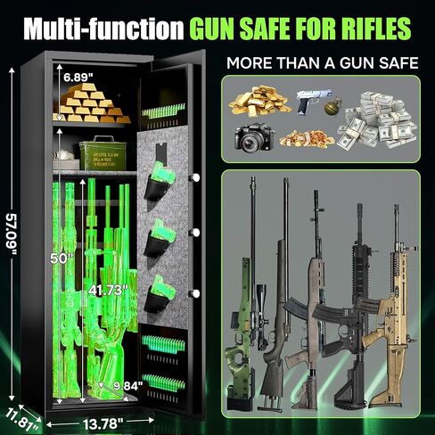 8-12 Fingerprint Gun safes, Rifle Safe, Use Immediately Gun Safes for Home Rifle and Pistols, Long Gun Safe for Rifle Shotgun for Home,Quick Access Rifle Safes, Adjustable Shelves in Kuwait