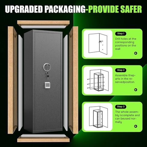 8-12 Fingerprint Gun safes, Rifle Safe, Use Immediately Gun Safes for Home Rifle and Pistols, Long Gun Safe for Rifle Shotgun for Home,Quick Access Rifle Safes, Adjustable Shelves in Kuwait