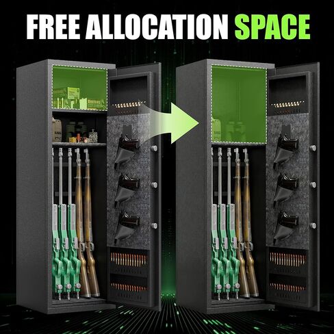 8-12 Fingerprint Gun safes, Rifle Safe, Use Immediately Gun Safes for Home Rifle and Pistols, Long Gun Safe for Rifle Shotgun for Home,Quick Access Rifle Safes, Adjustable Shelves in Kuwait