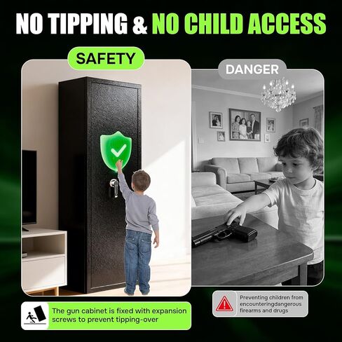 8-12 Fingerprint Gun safes, Rifle Safe, Use Immediately Gun Safes for Home Rifle and Pistols, Long Gun Safe for Rifle Shotgun for Home,Quick Access Rifle Safes, Adjustable Shelves in Kuwait