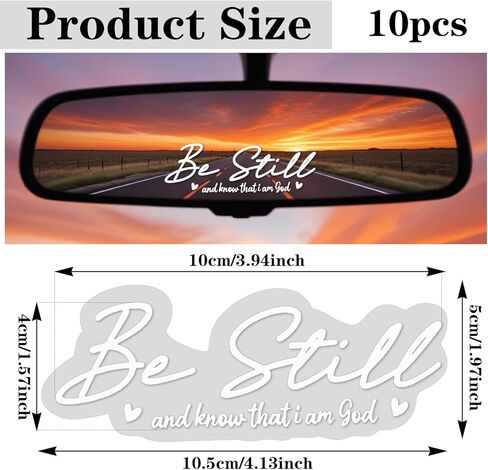 10PCS Be Still and Know That I am God Rearview Mirror Sticker, Rearview Mirror Decal Funny Christian Bible Verse Sticker Car Stickers for Women Side Mirrors Stickers Car Accessories 4In in Saudi Arabia