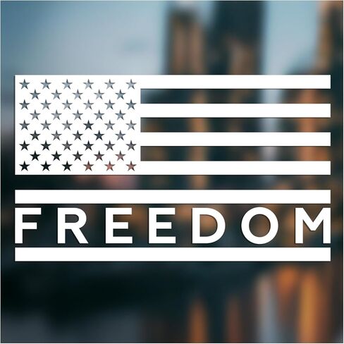 (2 PCs) Freedom American Flag UV DTF Decal White Patriotic USA Flag for Car, Truck, Laptop, Window, Military Support & Independence Day Decoration Waterproof 7 Inches (White) in Saudi Arabia