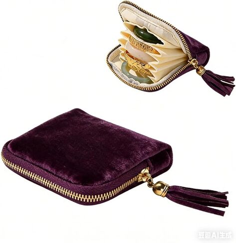 Travel Jewelry Case, Small Velvet Pouch Bag with Zipper and Tassel, 6 Compartment Storage for Earrings Necklaces Rings Bracelets (blue) in Saudi Arabia