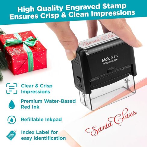 Santa Claus - Self Inking Holiday Stamp - Perfect for Gifts, Envelopes, Party Decorations and More - Large Size - Red Color in Saudi Arabia