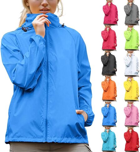 TANGNADE Rain Coats for Women Lightweight Packable Waterproof Rain Jacket with Hood Outdoor Active Portable Windbreaker in Kuwait