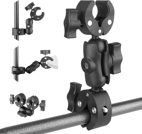 Double Mount Clamp Camera Bracket for Umbrella Chair Pole Boat, Double Super Clamp Camera Mount for Stroller Photography Reflector Tripod Table in Kuwait