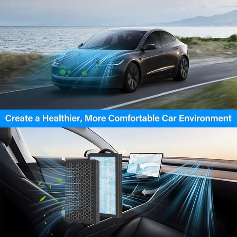 ملحقات فلتر هواء المقصورة Tesla Model 3 Y، قطعتان بديلتان لمكيف الهواء HEPA مع الكربون المنشط، متوافق مع أجزاء Tesla 2016-2025 in Kuwait