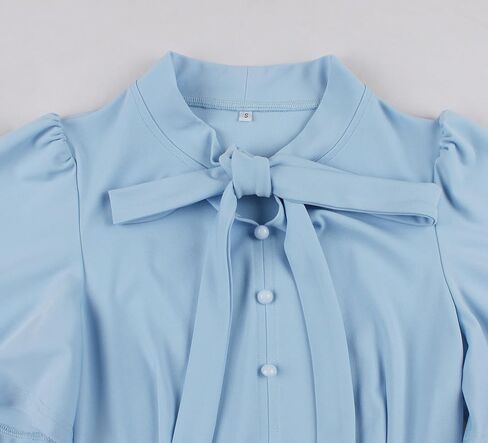 Wellwits Women's Flare Sleeves Bow Tie Neck Vintage Work Cocktail Dress in Saudi Arabia