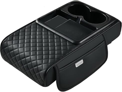 Armrest Cover for Car for Cadillac XT5 2017-2026, 4 in 1 Storage Box Pad with Cup Holders, Center Console Cover Cushion Heightening Pad,A in Saudi Arabia