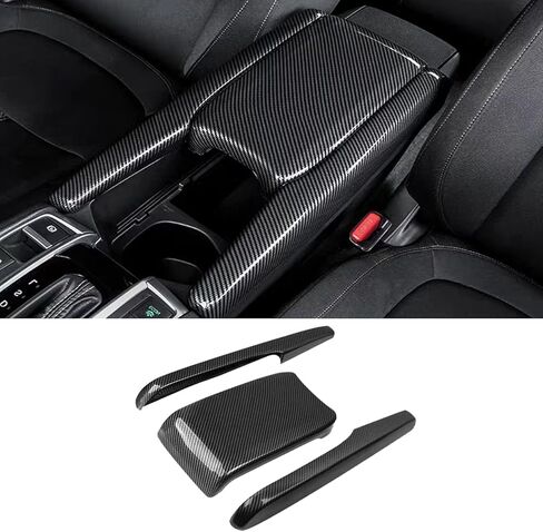Car Interior Center Armrest Box Cover Console Box Storage Box Trim Covers Auto Accessories for Honda 10th Gen Civic 2016 2017 2018 2019 2020 2021 (Carbon Fiber) in Kuwait