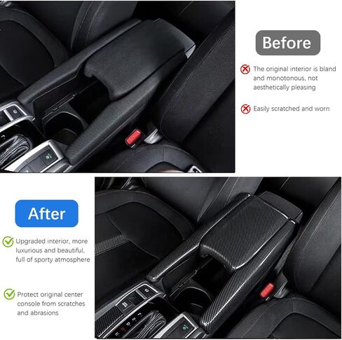 Car Interior Center Armrest Box Cover Console Box Storage Box Trim Covers Auto Accessories for Honda 10th Gen Civic 2016 2017 2018 2019 2020 2021 (Carbon Fiber) in Kuwait