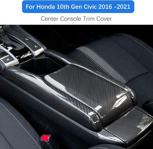 Car Interior Center Armrest Box Cover Console Box Storage Box Trim Covers Auto Accessories for Honda 10th Gen Civic 2016 2017 2018 2019 2020 2021 (Carbon Fiber) in Kuwait