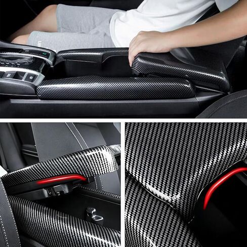 Car Interior Center Armrest Box Cover Console Box Storage Box Trim Covers Auto Accessories for Honda 10th Gen Civic 2016 2017 2018 2019 2020 2021 (Carbon Fiber) in Kuwait