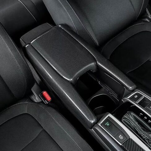 Car Interior Center Armrest Box Cover Console Box Storage Box Trim Covers Auto Accessories for Honda 10th Gen Civic 2016 2017 2018 2019 2020 2021 (Carbon Fiber) in Kuwait