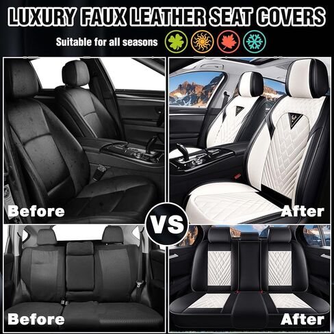 Car Seat Covers for Honda HR-V 2016-2025, Waterproof Nappa Leather Car Seat Protector, Comfortable and Anti-Slip Car Seat Cover&Accessories(5 Seats/Black White) in Saudi Arabia