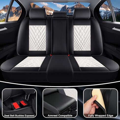 Car Seat Covers for Honda HR-V 2016-2025, Waterproof Nappa Leather Car Seat Protector, Comfortable and Anti-Slip Car Seat Cover&Accessories(5 Seats/Black White) in Saudi Arabia