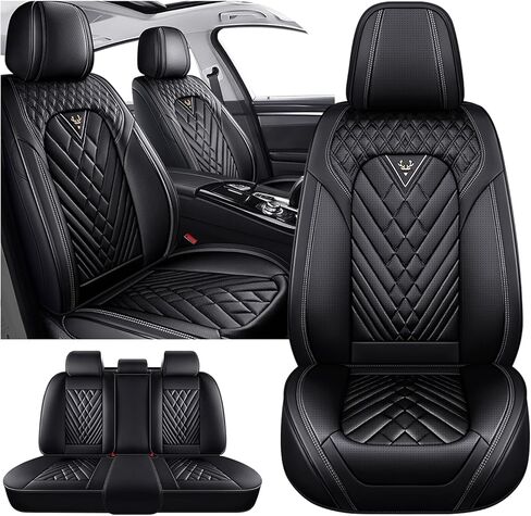 Car Seat Covers for Honda HR-V 2016-2025, Waterproof Nappa Leather Car Seat Protector, Comfortable and Anti-Slip Car Seat Cover&Accessories(5 Seats/Black White) in Saudi Arabia